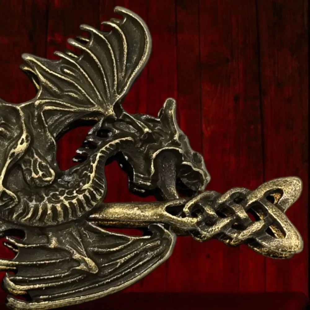 Wyvern Dragon Hair Stick Barrette Bronze Nordic Myth Viking Fantasy Twist Clip